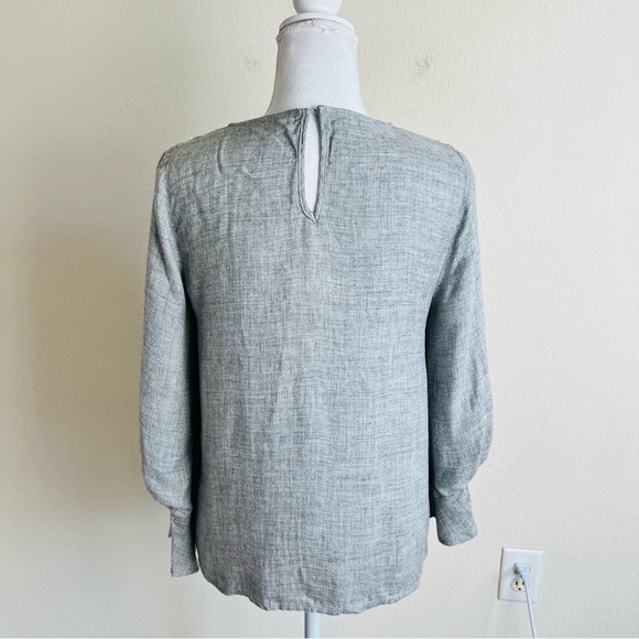 Zara Basic Grey Pearl Embellished Long Sleeve Blouse - Picture 2 of 15